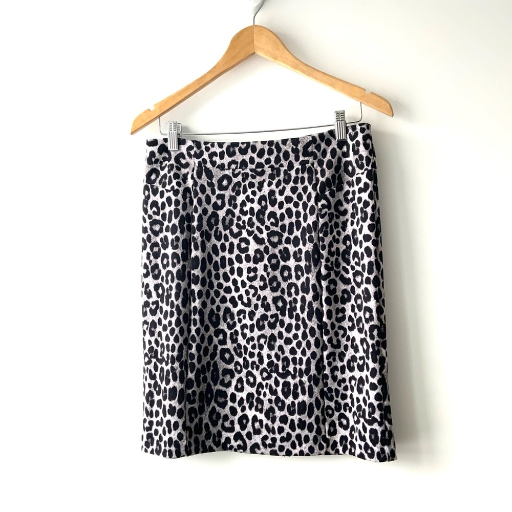 Michael Kors Black and White Leopard Print Skirt